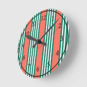 Groen en wit vijf strips met koraal ronde klok (Hoek)