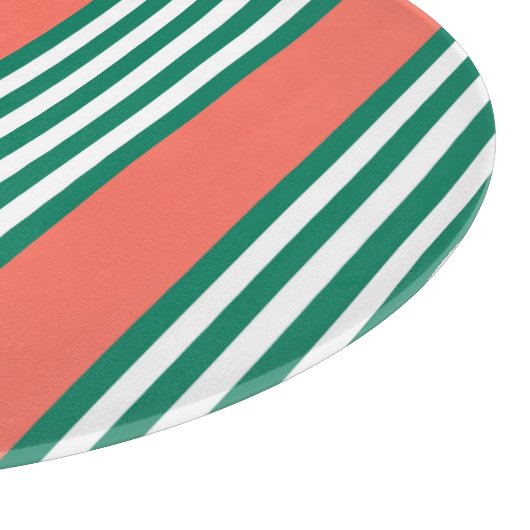 Groen en wit vijf strips met koraal snijplank (Hoek)