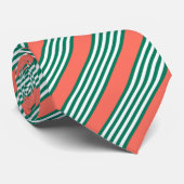 Groen en wit vijf strips met koraal stropdas (Opgerold)