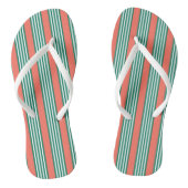 Groen en wit vijf strips met koraal teenslippers (Voetbed)