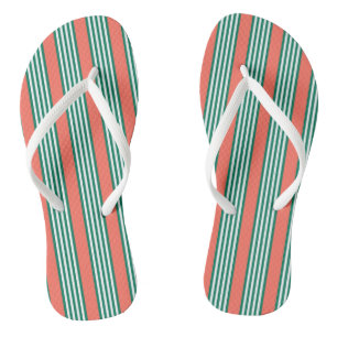 Groen en wit vijf strips met koraal teenslippers
