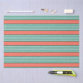 Groen en wit vijf strips met koraal tissuepapier (Craft)