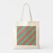 Groen en wit vijf strips met koraal tote bag (Achterkant)