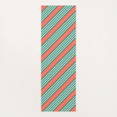 Groen en wit vijf strips met koraal yogamat (Achterkant)