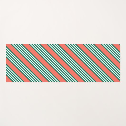 Groen en wit vijf strips met koraal yogamat (Voorkant (horizontaal))
