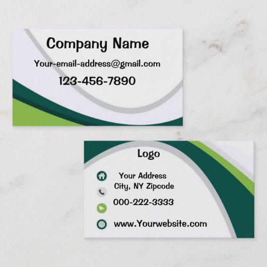 Groen en wit visitekaartje (Voorkant / Achterkant)