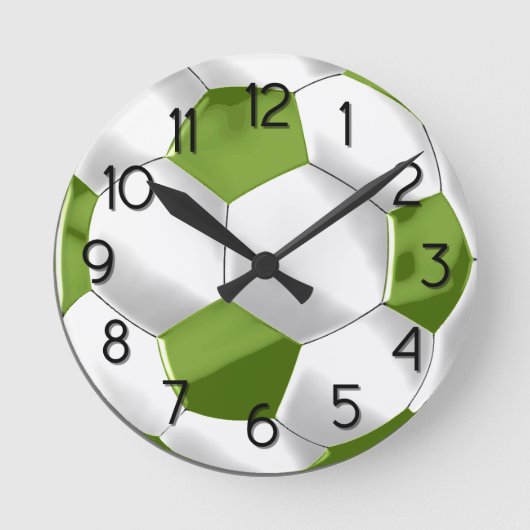 Groen en wit Voetbal Ronde Klok (Voorkant)