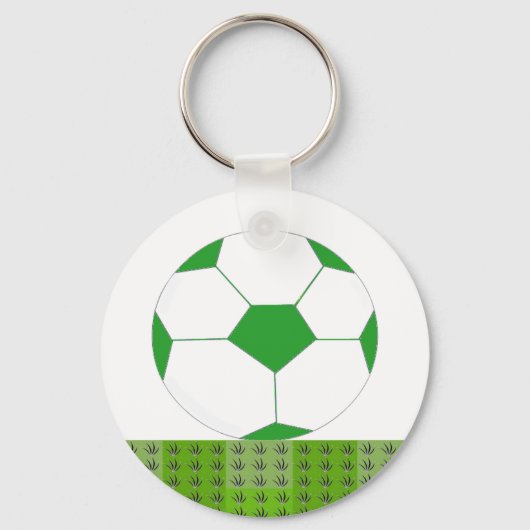 Groen en wit Voetbal Sleutelhanger (Voorkant)