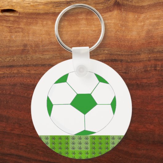 Groen en wit Voetbal Sleutelhanger (Voorkant)
