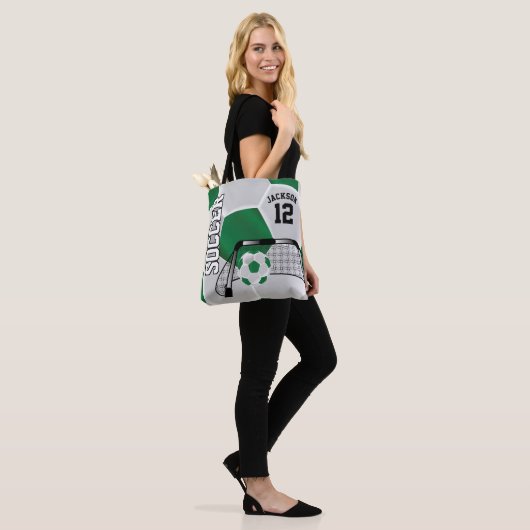 Groen en wit Voetbal Tote Bag (Op model)