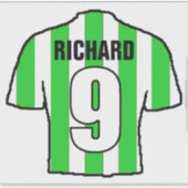 Groen en wit voetbalshirt op een sticker (Voorkant)