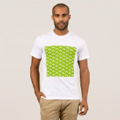 Groen en wit vogelpatroon. t-shirt (Voorkant volledig)