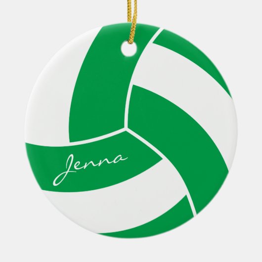 Groen en wit Volleybal Keramisch Ornament (Voorkant)