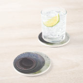 groen en wit  vrachtwagengas zandsteen onderzetter (Zijkant)