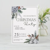 Groen en wit Waterverf kerstfeest Kaart (Staand voorkant)