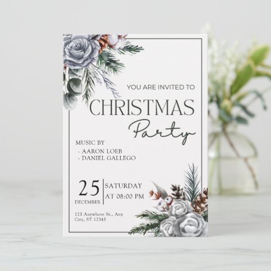 Groen en wit Waterverf kerstfeest Kaart (Staand voorkant)