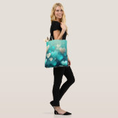 GROEN EN WIT WATERVERF VALENTIJN HARTEN TOTE BAG (Op model)