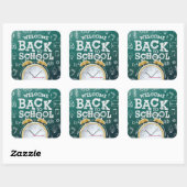 Groen en Wit Welkom Terug naar School Vierkante Sticker (Vel)