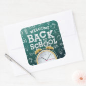 Groen en Wit Welkom Terug naar School Vierkante Sticker (Envelop)