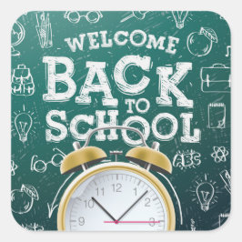 Groen en Wit Welkom Terug naar School Vierkante Sticker