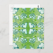 Groen en wit Wimysisch Romantisch Kunstpatroon Briefkaart (Voorkant / Achterkant)