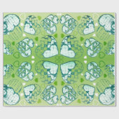 Groen en wit Wimysisch Romantisch Kunstpatroon Cadeaupapier (Vlak)