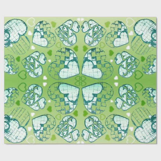 Groen en wit Wimysisch Romantisch Kunstpatroon Cadeaupapier (Vlak)