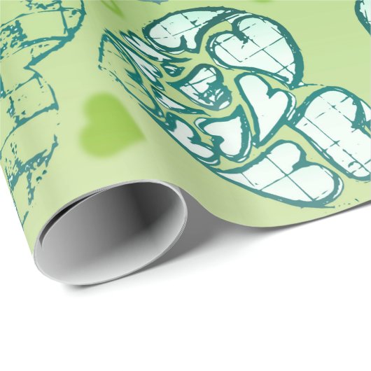 Groen en wit Wimysisch Romantisch Kunstpatroon Cadeaupapier (Rol Hoek)