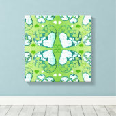 Groen en wit Wimysisch Romantisch Kunstpatroon Canvas Afdruk (Insitu (Houten vloer))