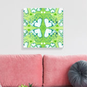 Groen en wit Wimysisch Romantisch Kunstpatroon Canvas Afdruk (Insitu (Woonkamer))
