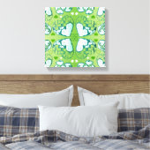 Groen en wit Wimysisch Romantisch Kunstpatroon Canvas Afdruk (Insitu (Slaapkamer))