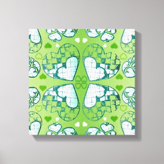 Groen en wit Wimysisch Romantisch Kunstpatroon Canvas Afdruk (Voorkant)