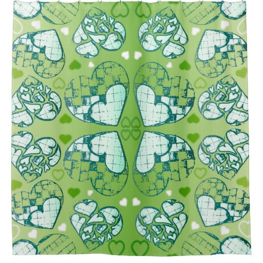 Groen en wit Wimysisch Romantisch Kunstpatroon Douchegordijn (Voorkant)