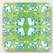 Groen en wit Wimysisch Romantisch Kunstpatroon Drankjes Onderzetter (Voorkant)