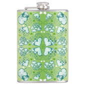 Groen en wit Wimysisch Romantisch Kunstpatroon Heupfles (Voorkant)