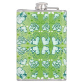 Groen en wit Wimysisch Romantisch Kunstpatroon Heupfles (Achterkant)