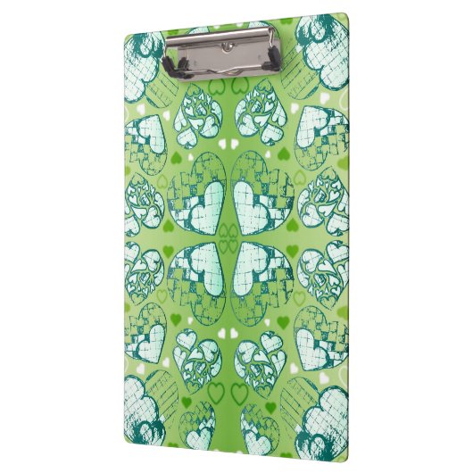 Groen en wit Wimysisch Romantisch Kunstpatroon Klembord (Links)