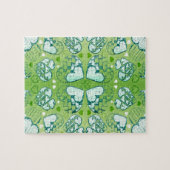 Groen en wit Wimysisch Romantisch Kunstpatroon Legpuzzel (Horizontaal)