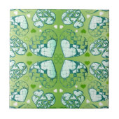 Groen en wit Wimysisch Romantisch Kunstpatroon Tegeltje (Voorkant)