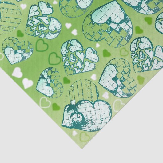 Groen en wit Wimysisch Romantisch Kunstpatroon Tissuepapier (Detail)