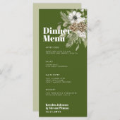 Groen en wit winterbos Bouquet Modern Wedding Menu (Voorkant / Achterkant)
