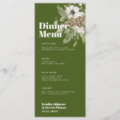 Groen en wit winterbos Bouquet Modern Wedding Menu (Voorkant)