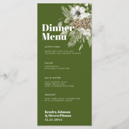 Groen en wit winterbos Bouquet Modern Wedding Menu