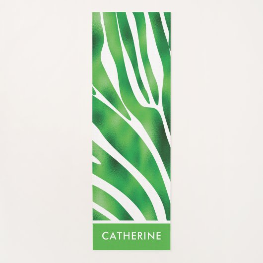 Groen en wit Zebra Stripe patroon Yoga Mat (Voorkant)