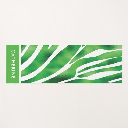 Groen en wit Zebra Stripe patroon Yoga Mat (Voorkant (horizontaal))