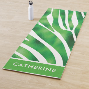 Groen en wit Zebra Stripe patroon Yoga Mat