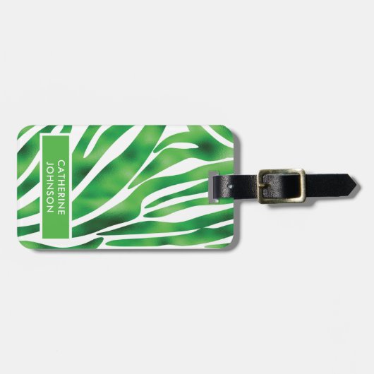 Groen en wit Zebra Stripe patroon Yoga Mat Lugg Bagagelabel (Voorkant horizontaal)