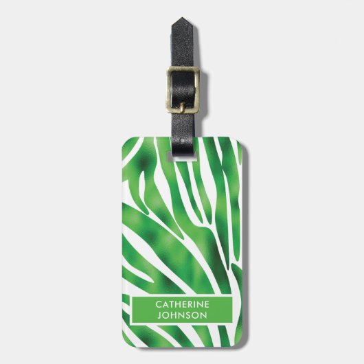 Groen en wit Zebra Stripe patroon Yoga Mat Lugg Bagagelabel (Voorkant verticaal)