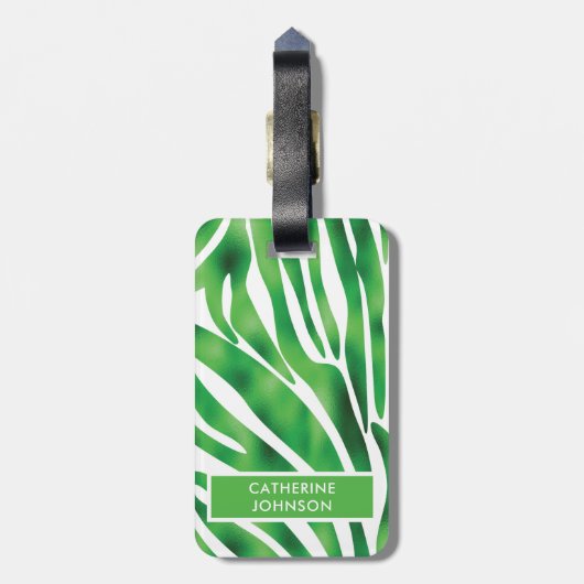 Groen en wit Zebra Stripe patroon Yoga Mat Lugg Bagagelabel (Achterkant verticaal)