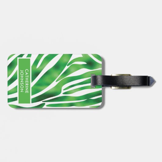 Groen en wit Zebra Stripe patroon Yoga Mat Lugg Bagagelabel (Achterkant horizontaal)